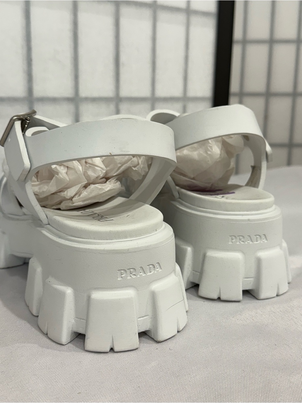 Prada Monolith White Rubber Fisherman Sandals Chunky Lug Sole Platform Shoes - Picture 3 of 11